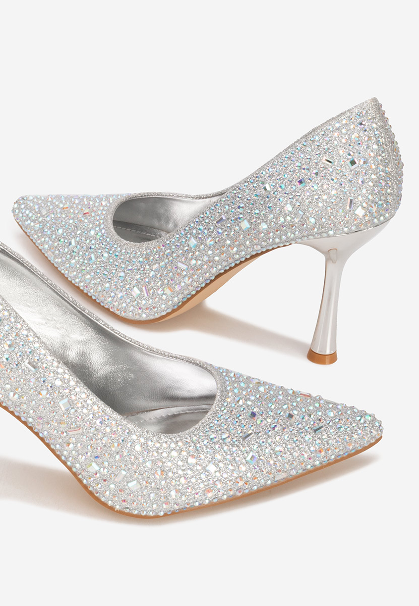 Pantofi cu toc subtire Sidionia argintii