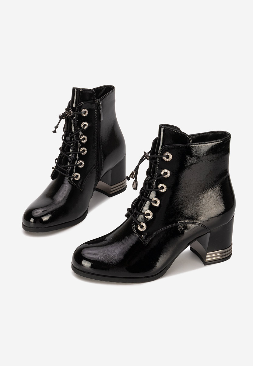 Botine cu toc gros Takina negre