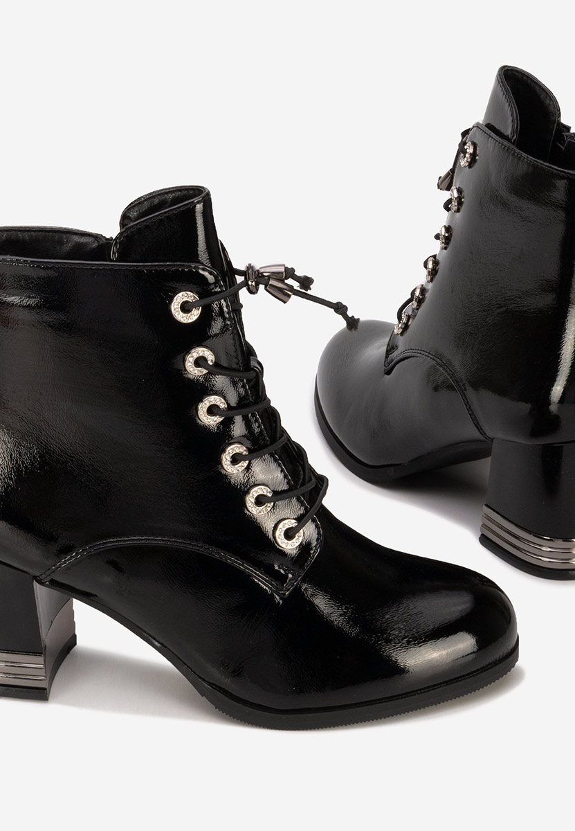 Botine cu toc gros Takina negre