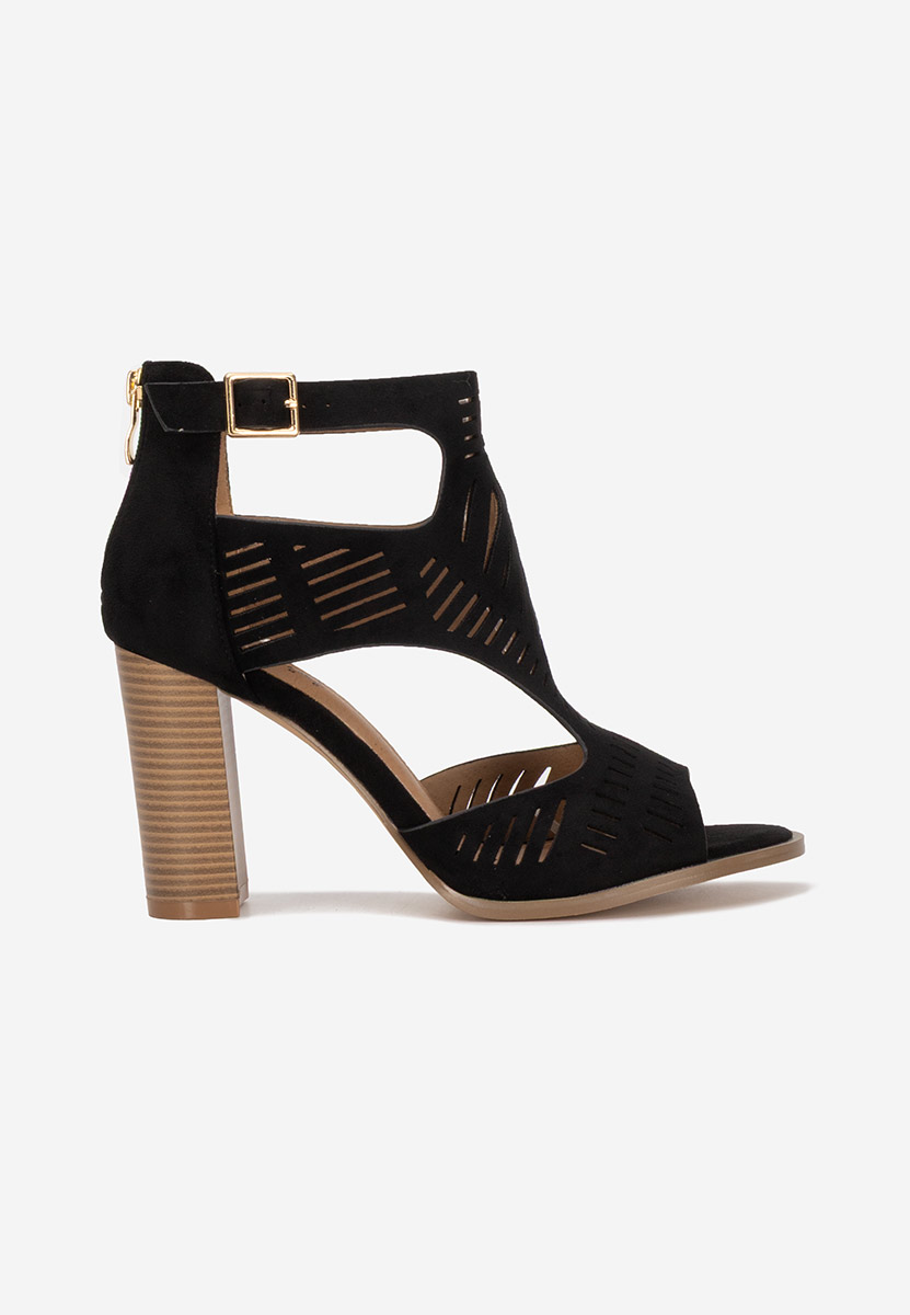 Sandale cu toc gros Cassey negre