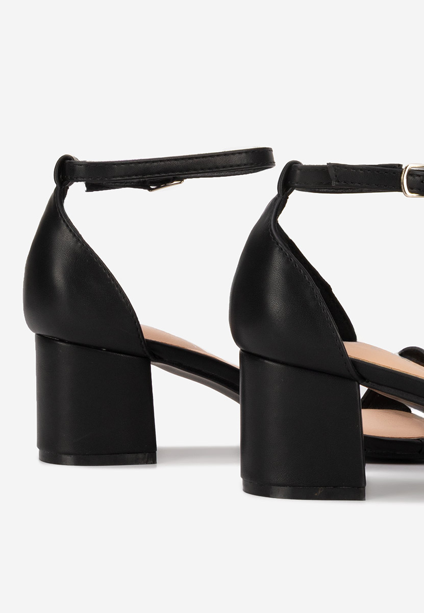 Sandale cu toc gros Karyssa V2 negre
