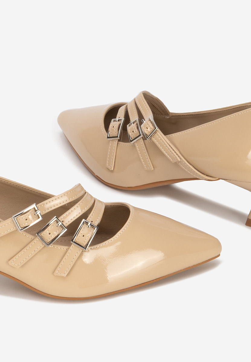 Pantofi cu toc subtire Marcella bej