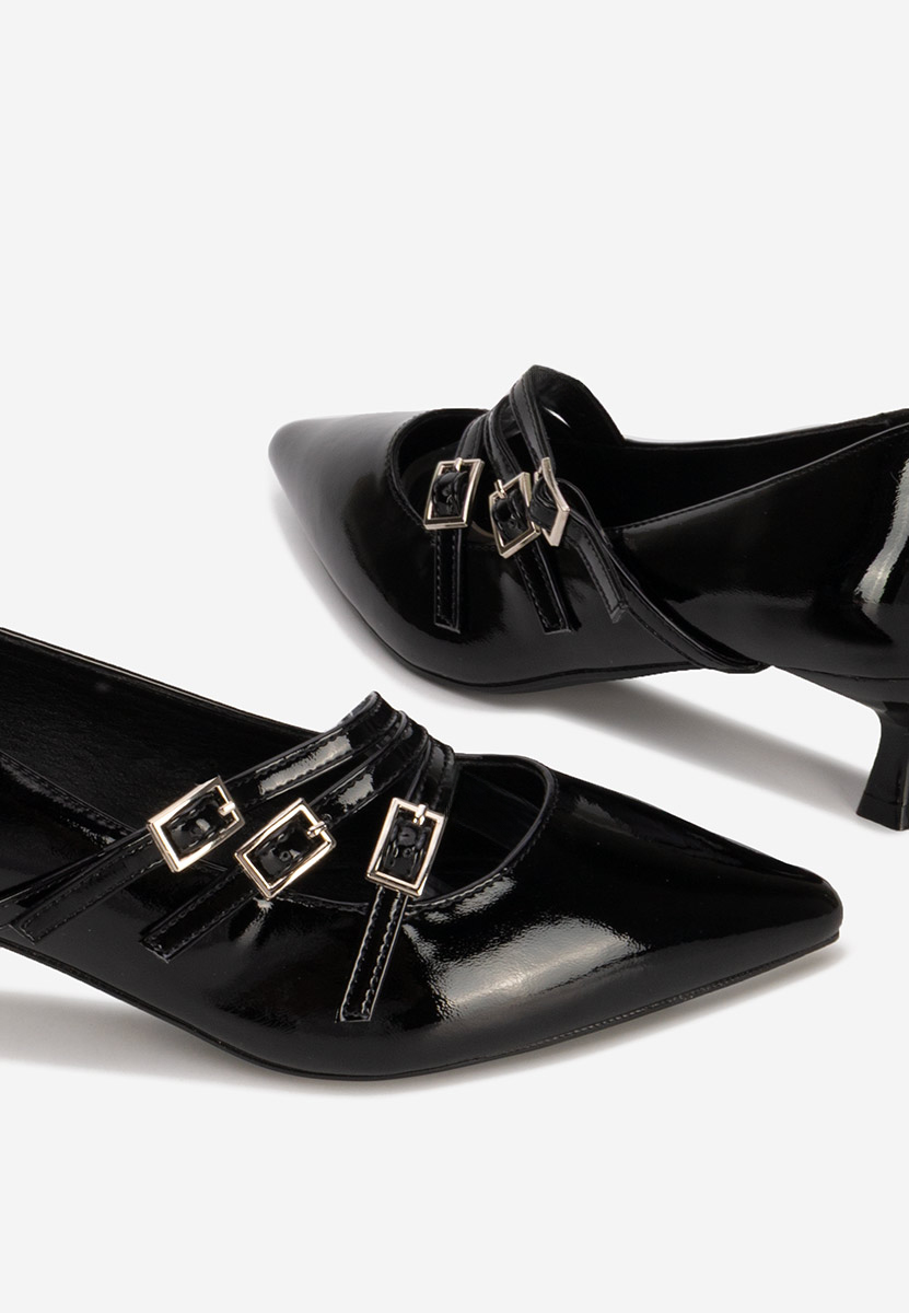 Pantofi cu toc subtire Marcella negri