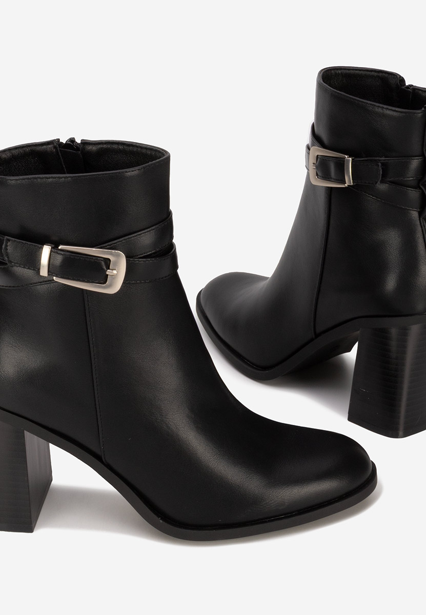 Botine cu toc gros Reica negri