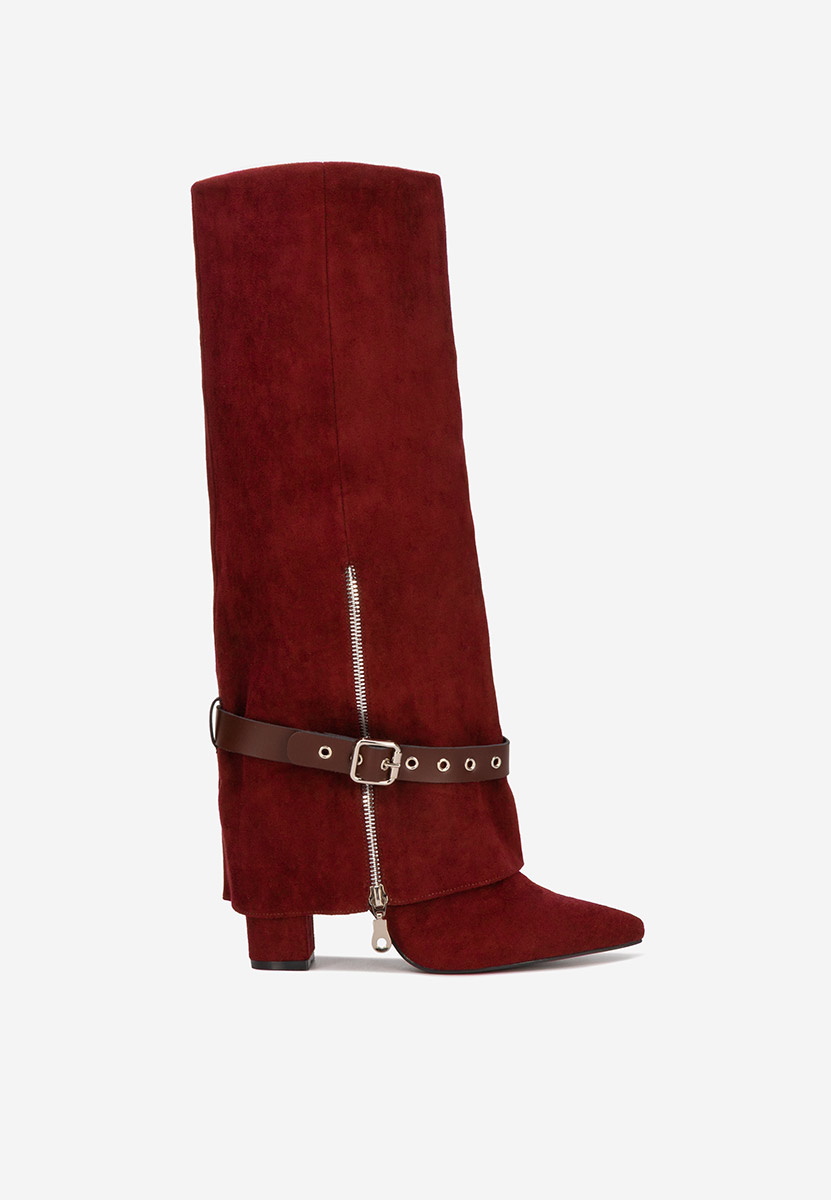 Cizme cu toc gros Scotia grena