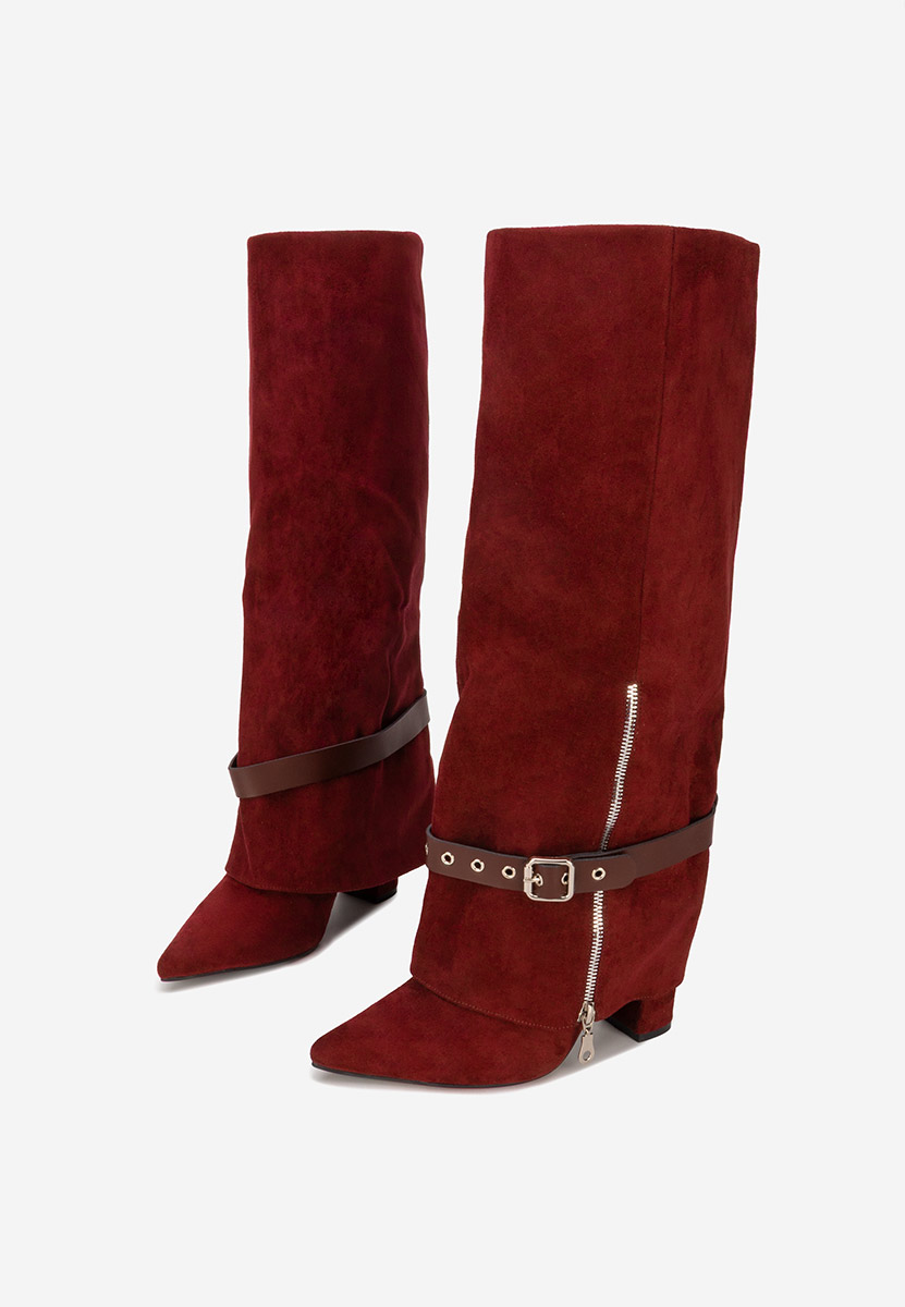 Cizme cu toc gros Scotia grena