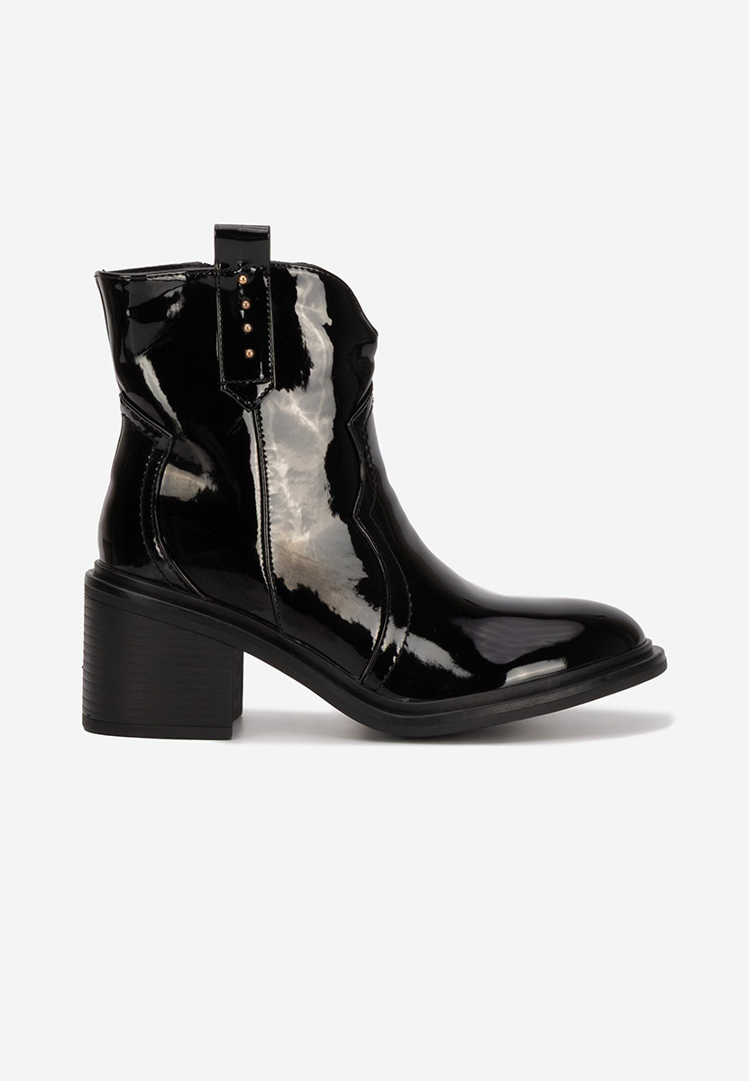 Botine cu toc gros Katyana V2 negre