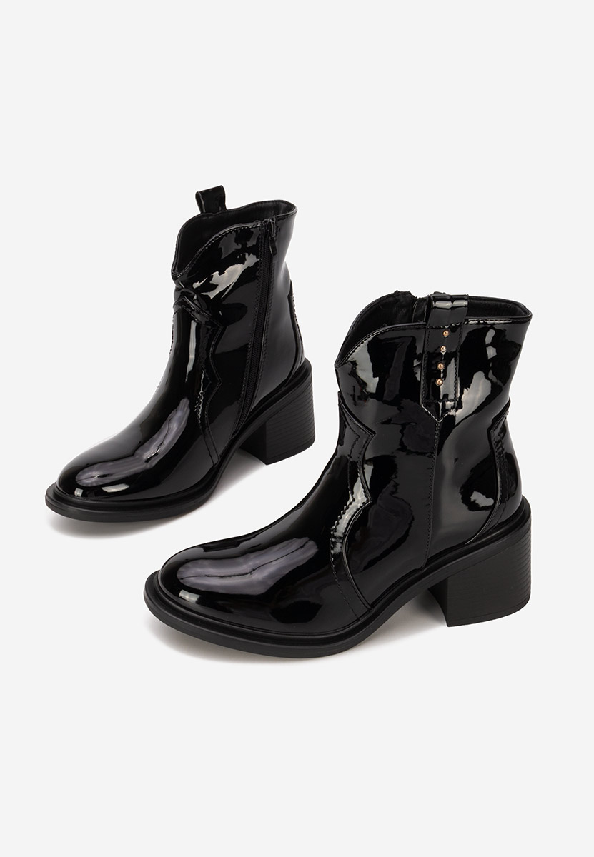 Botine cu toc gros Katyana V2 negre