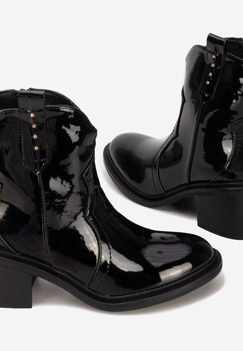 Botine cu toc gros Katyana V2 negre