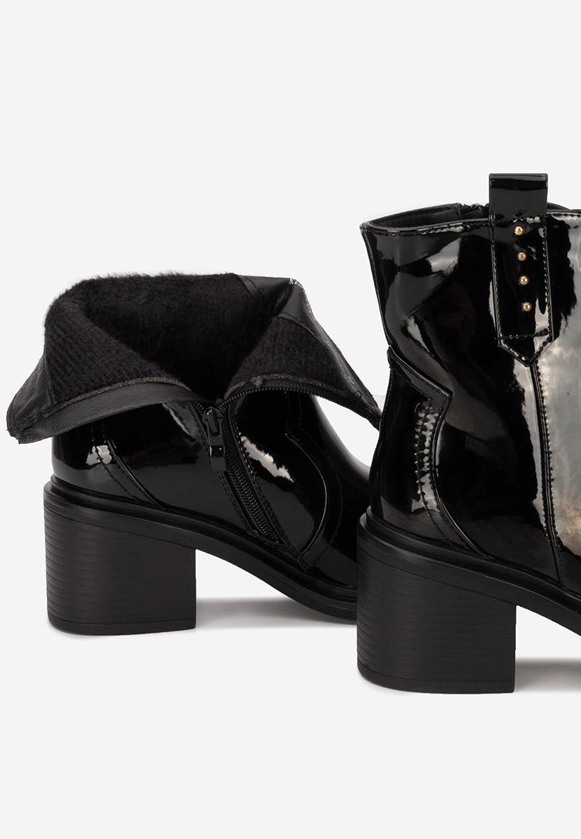 Botine cu toc gros Katyana V2 negre