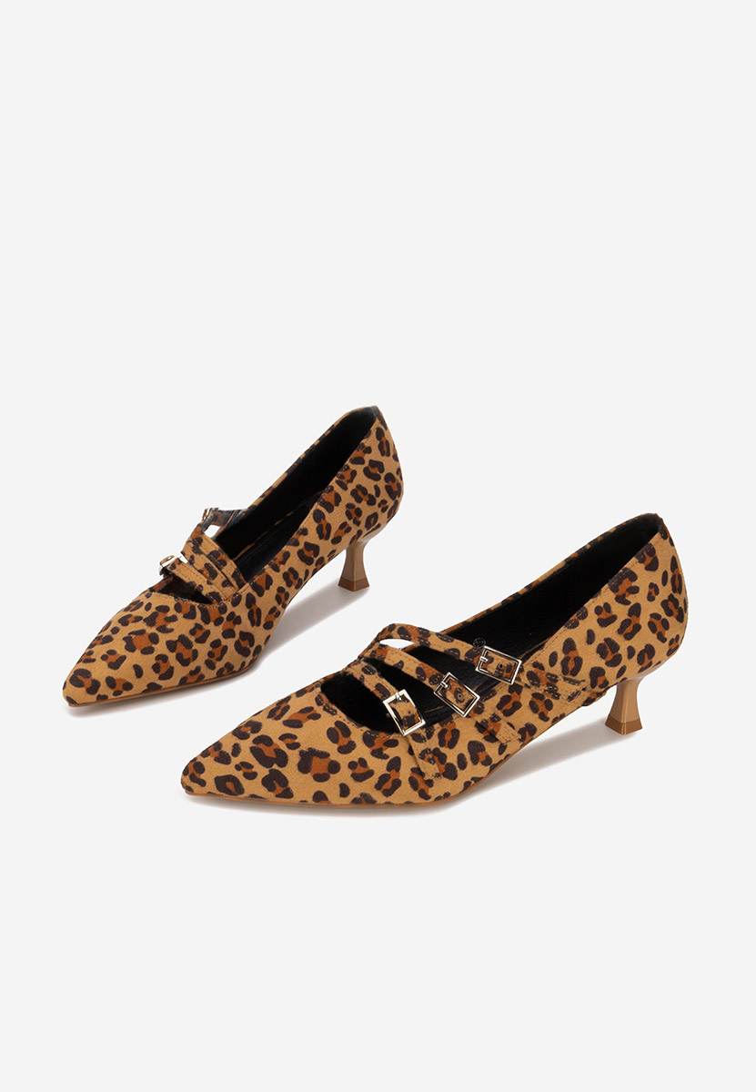 Pantofi cu toc subtire Marcella leopard