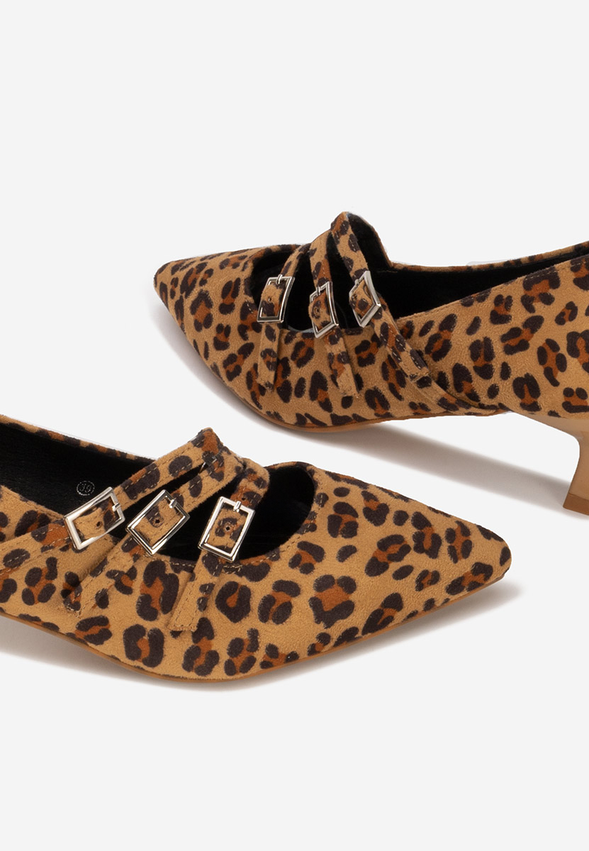 Pantofi cu toc subtire Marcella leopard