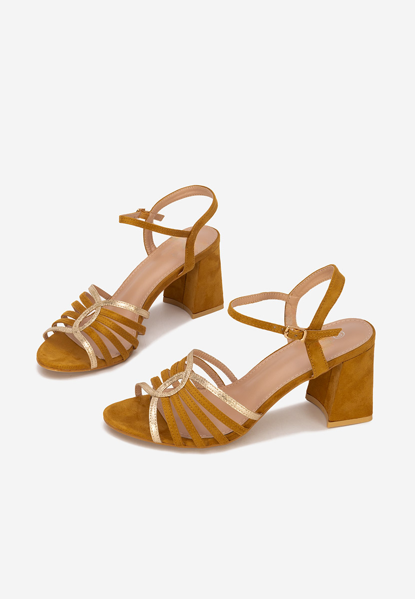 Sandale dama cu toc Comfea camel