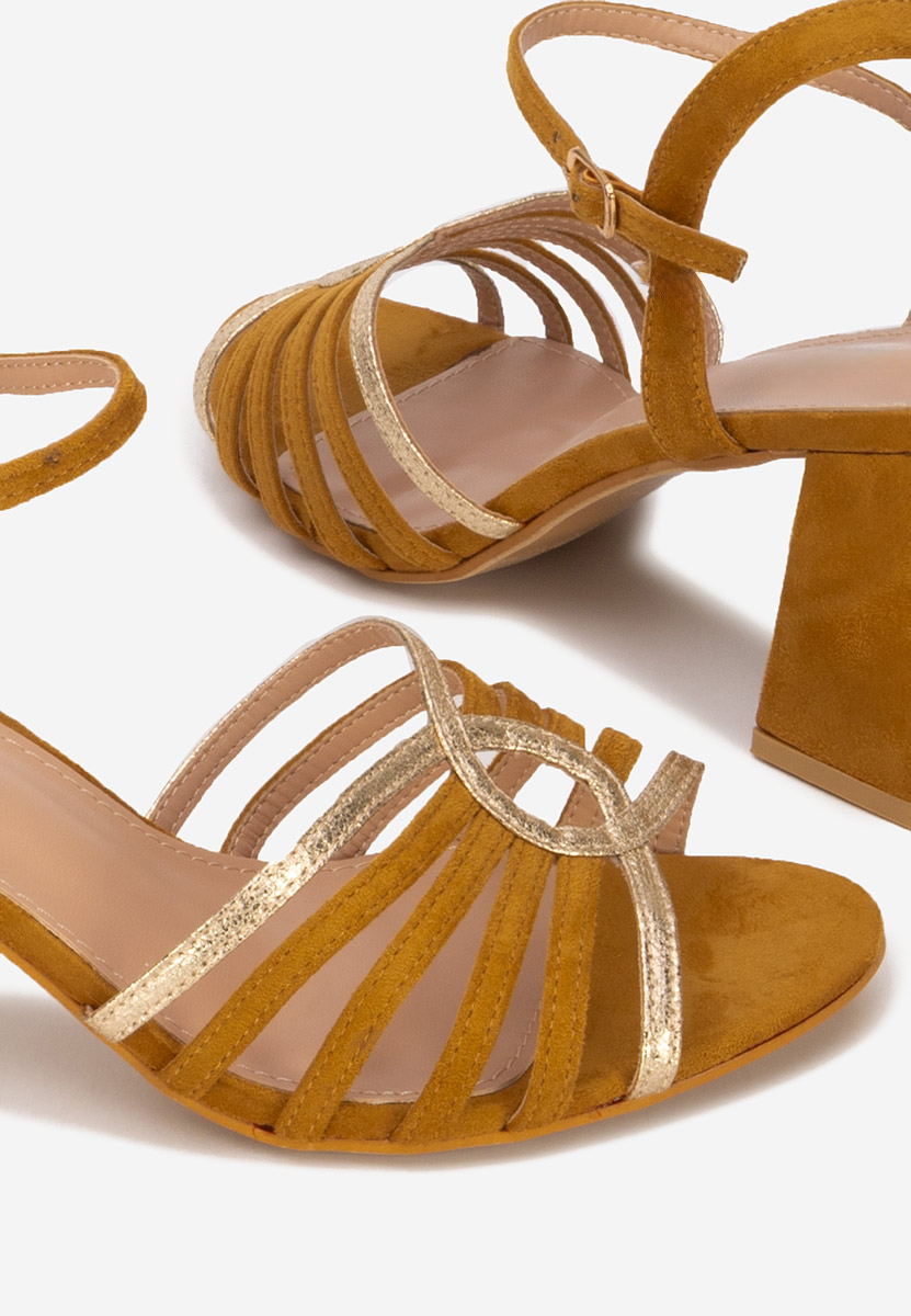 Sandale dama cu toc Comfea camel