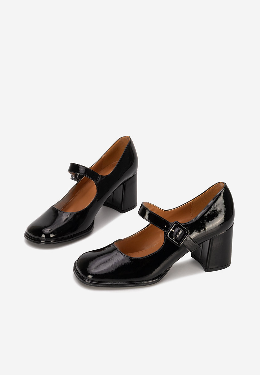 Pantofi cu toc gros Terresa negri