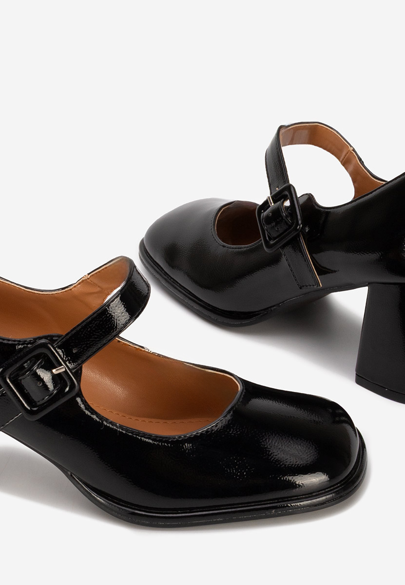 Pantofi cu toc gros Terresa negri