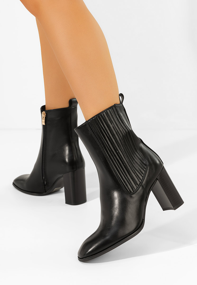 Botine cu toc gros Kalisa negre