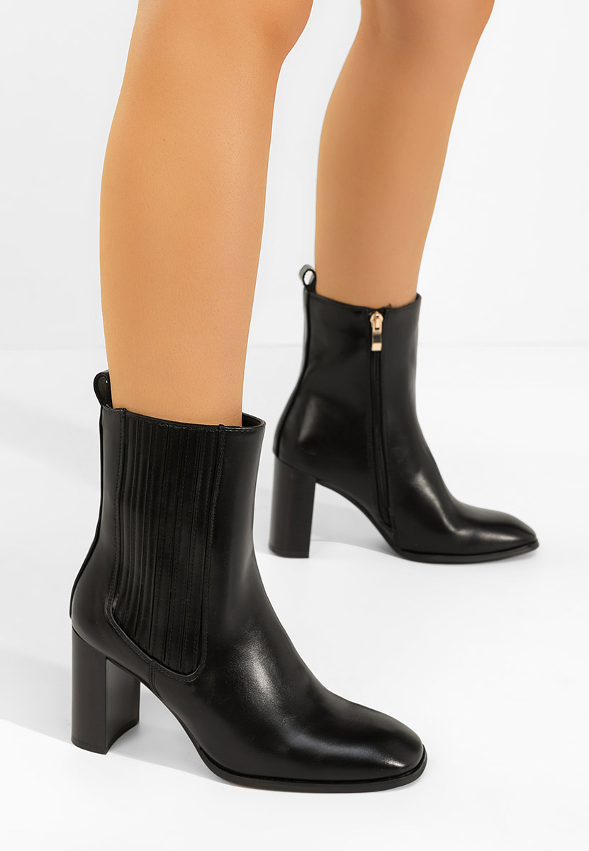 Botine cu toc gros Kalisa negre