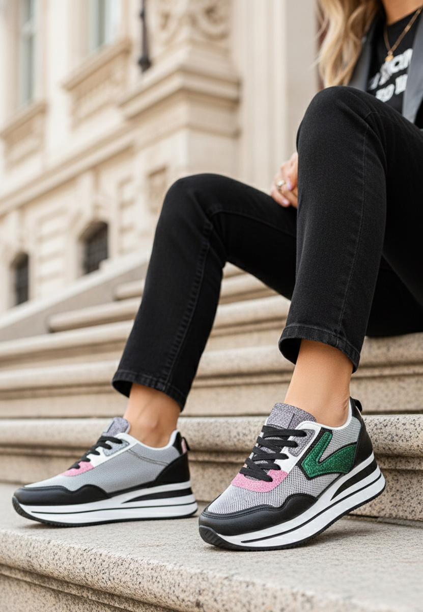 Sneakers cu platformă Tarika negri