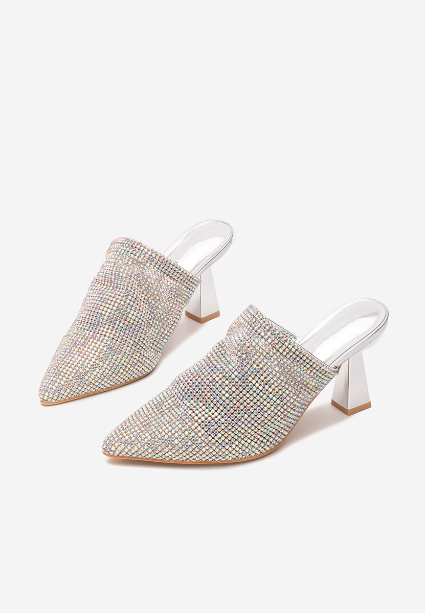 Papuci dama eleganti Vanelsa argintii