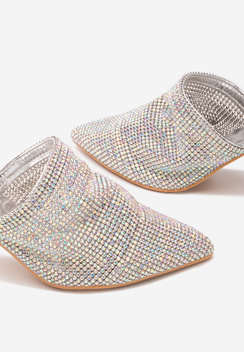 Papuci dama eleganti Vanelsa argintii