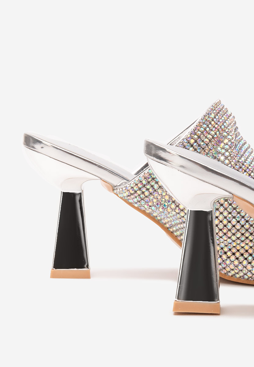 Papuci dama eleganti Vanelsa argintii