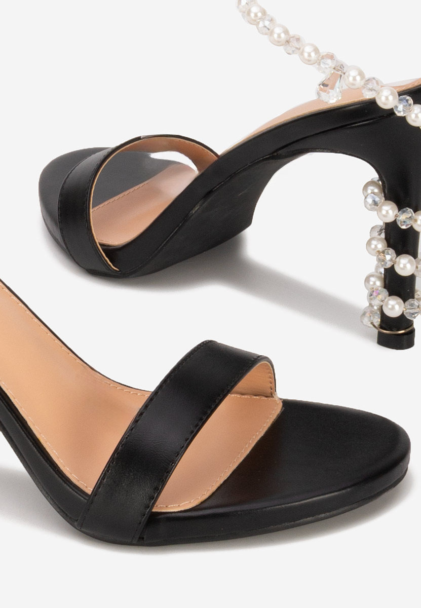 Sandale cu toc subtire Amaia negre