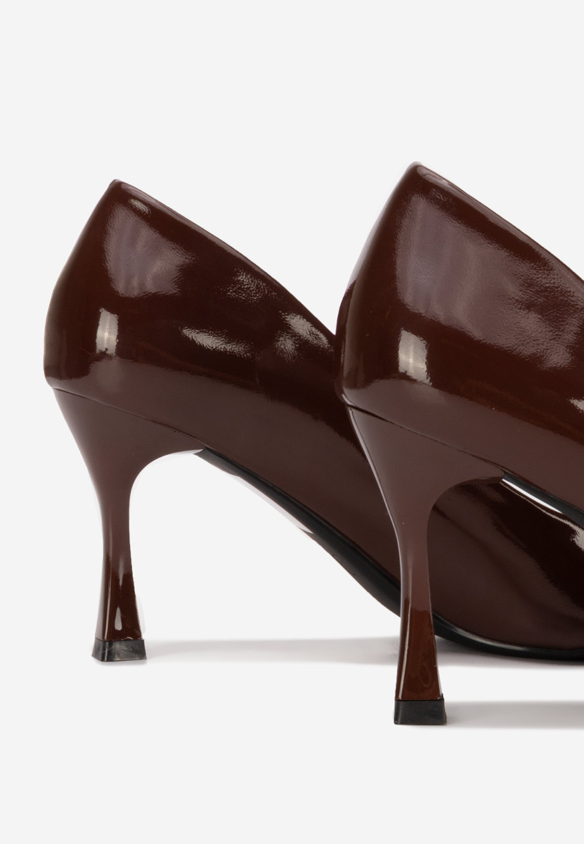 Pantofi cu toc subtire Jenita maro