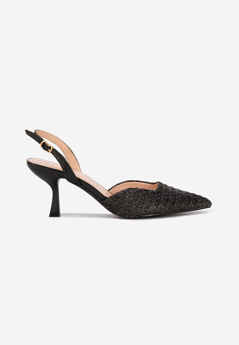 Pantofi cu toc subtire Shemika negri