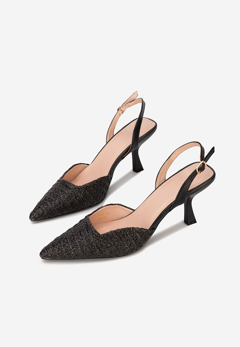 Pantofi cu toc subtire Shemika negri
