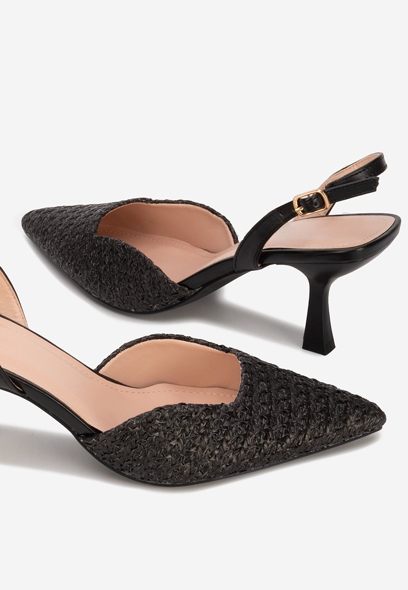 Pantofi cu toc subtire Shemika negri