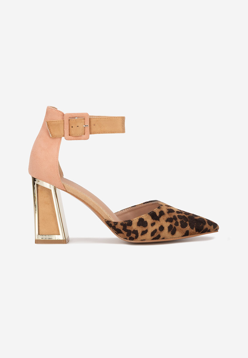 Pantofi cu toc gros Rebecka leopard