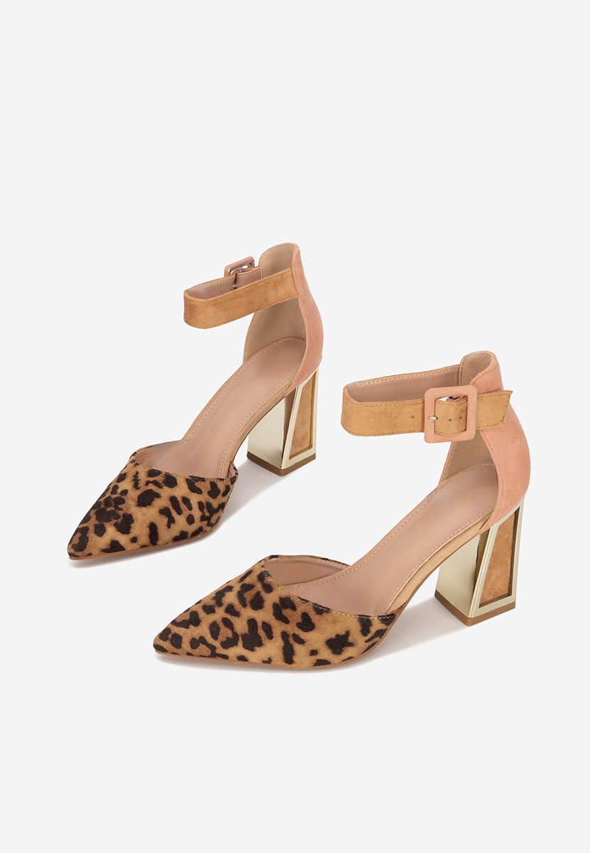 Pantofi cu toc gros Rebecka leopard
