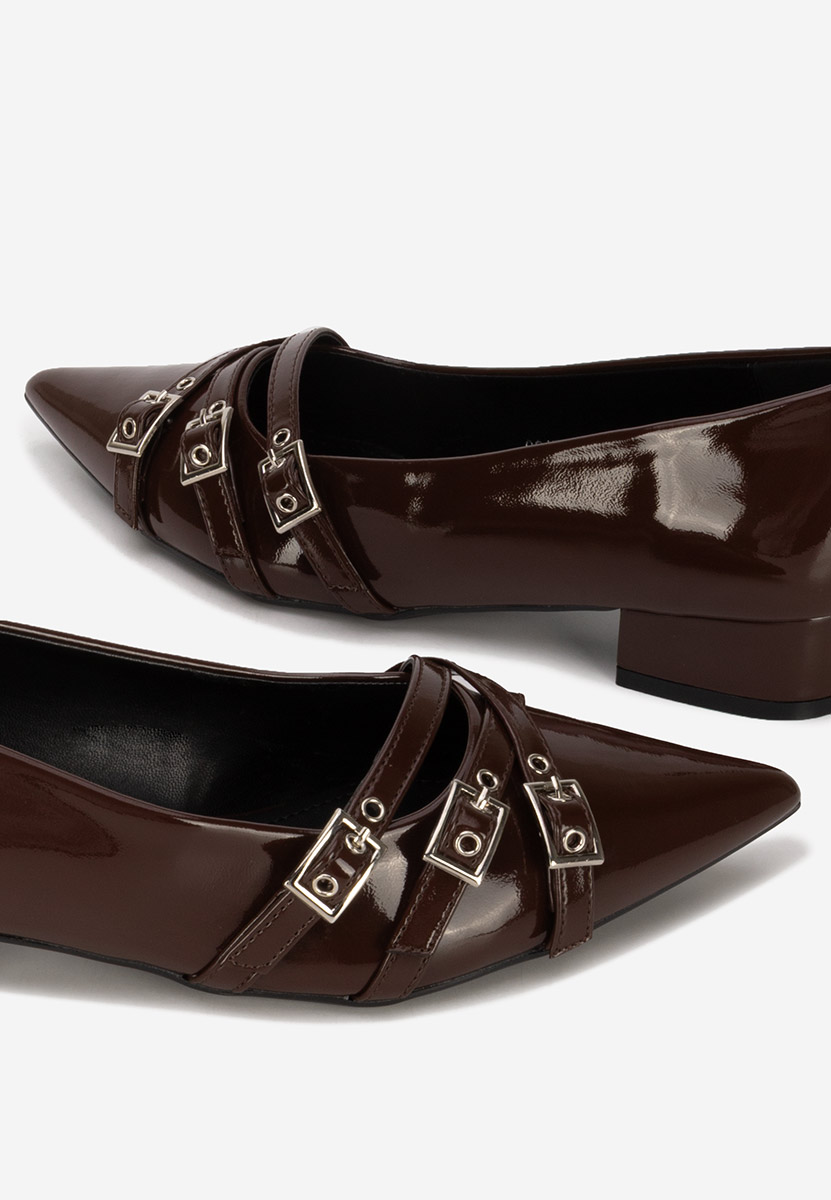 Pantofi cu toc mic Otisia maro