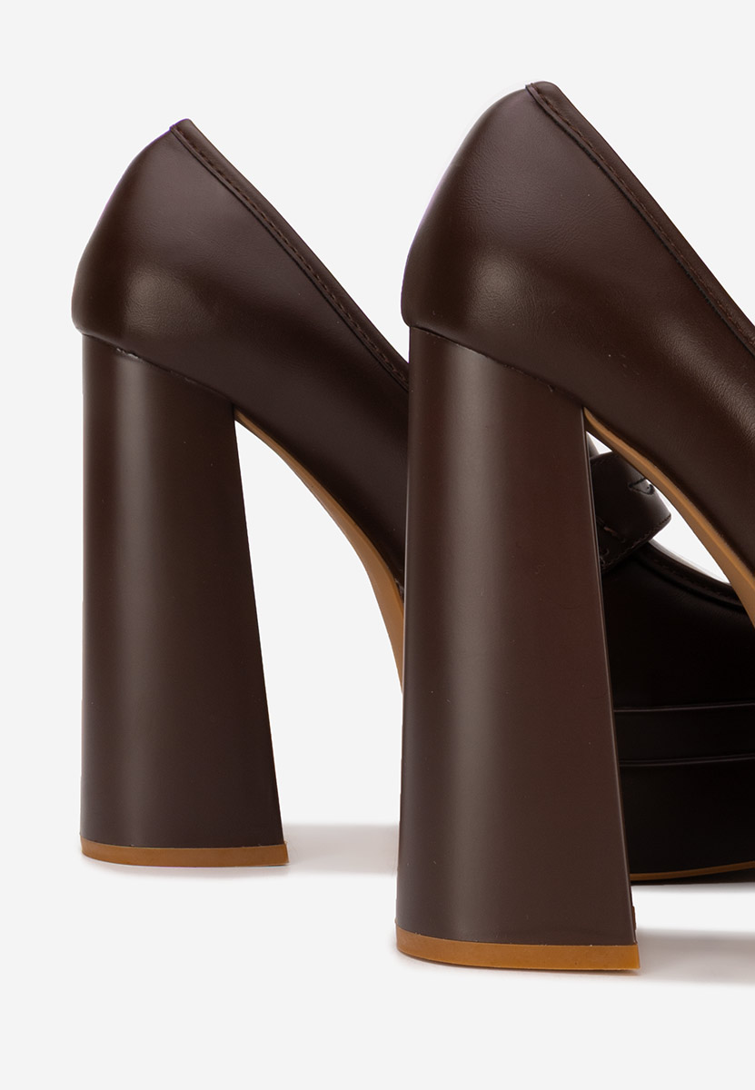 Mocasini cu toc maro Dieppa