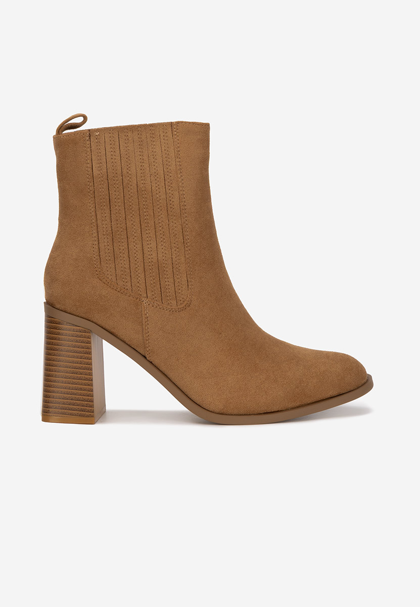 Botine cu toc gros Elowyn camel
