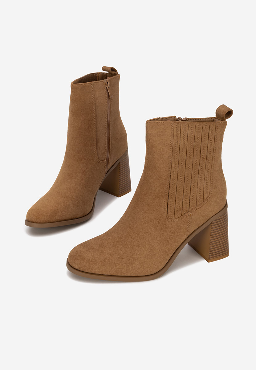Botine cu toc gros Elowyn camel