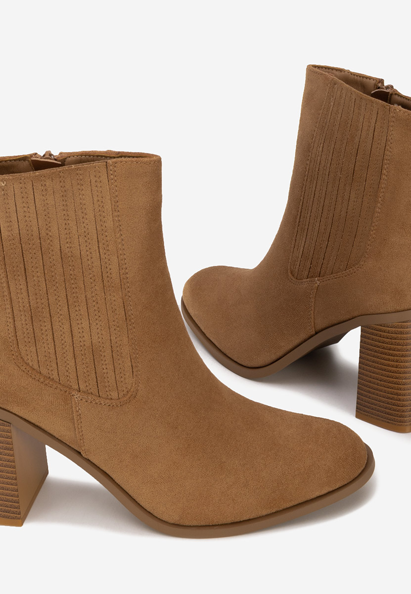 Botine cu toc gros Elowyn camel