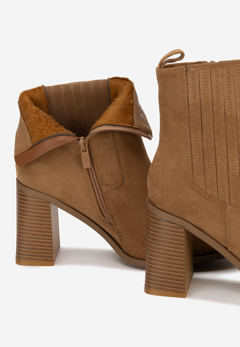 Botine cu toc gros Elowyn camel
