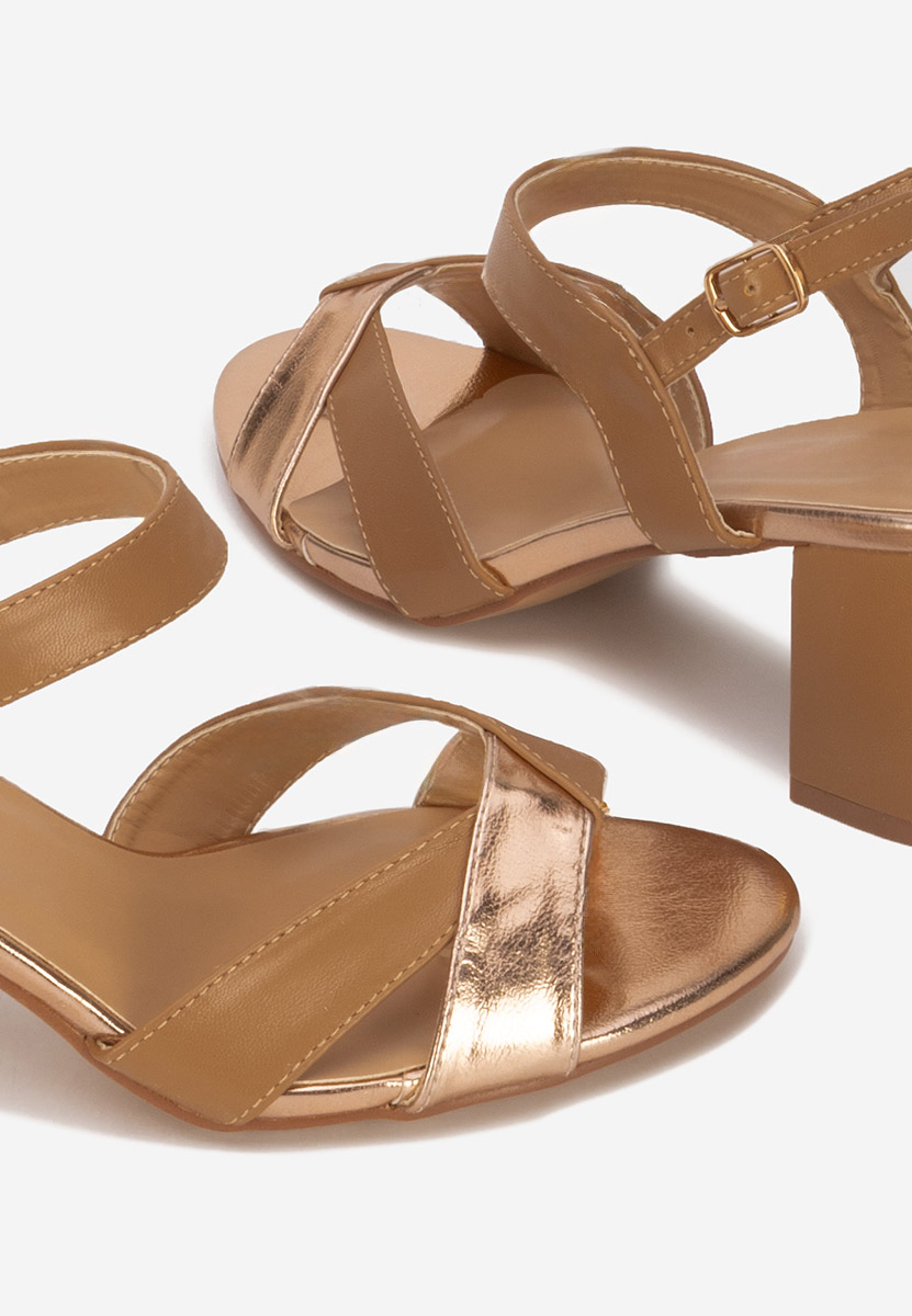 Sandale cu toc gros Marjana kaki