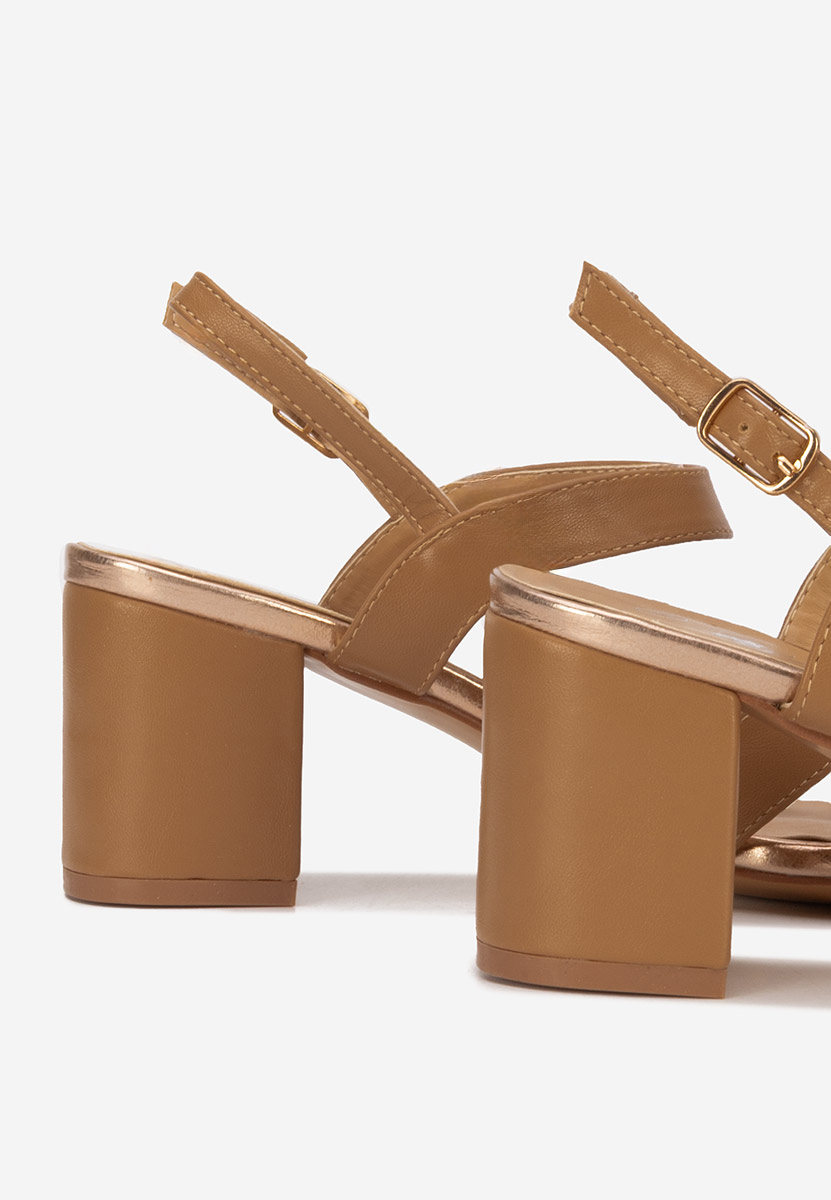 Sandale cu toc gros Marjana kaki