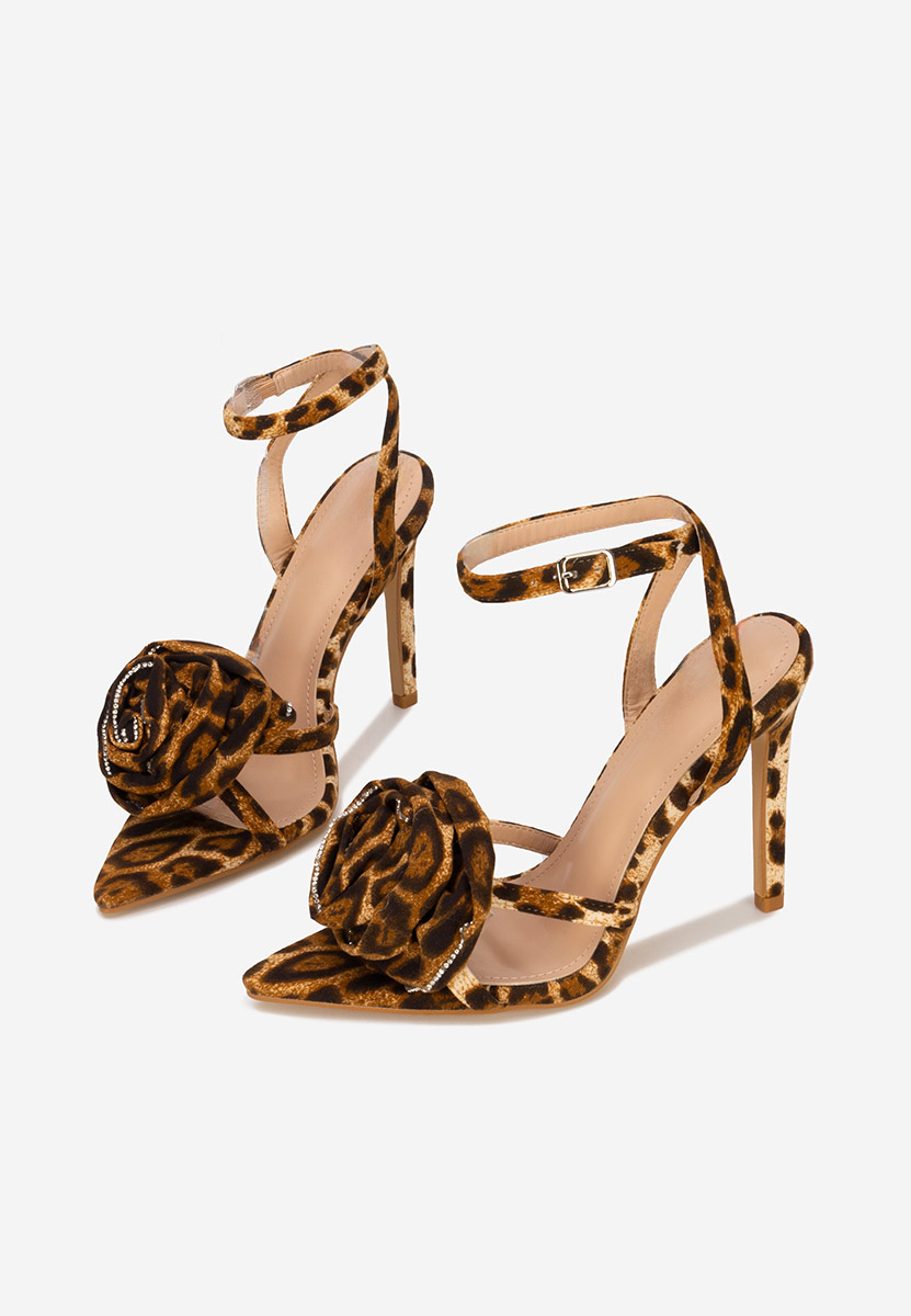 Sandale cu toc subtire Meliysha leopard