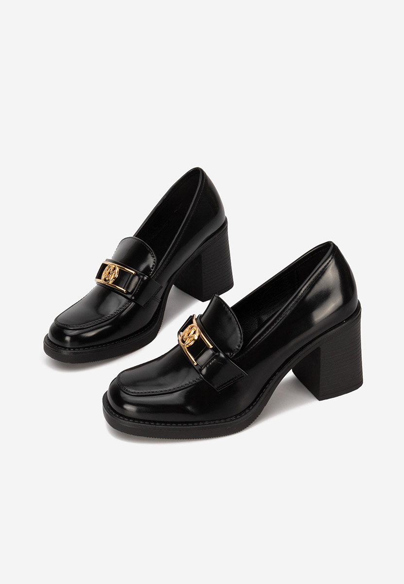 Mocasini cu toc Selira negri