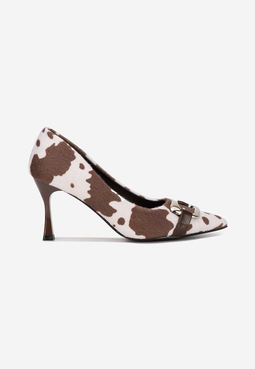 Pantofi cu toc subtire Jenita animal print