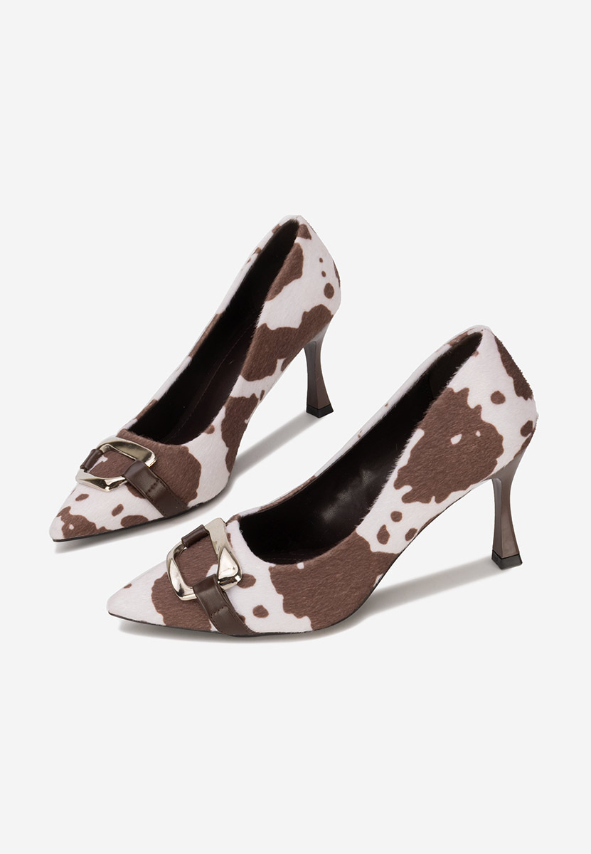 Pantofi cu toc subtire Jenita animal print