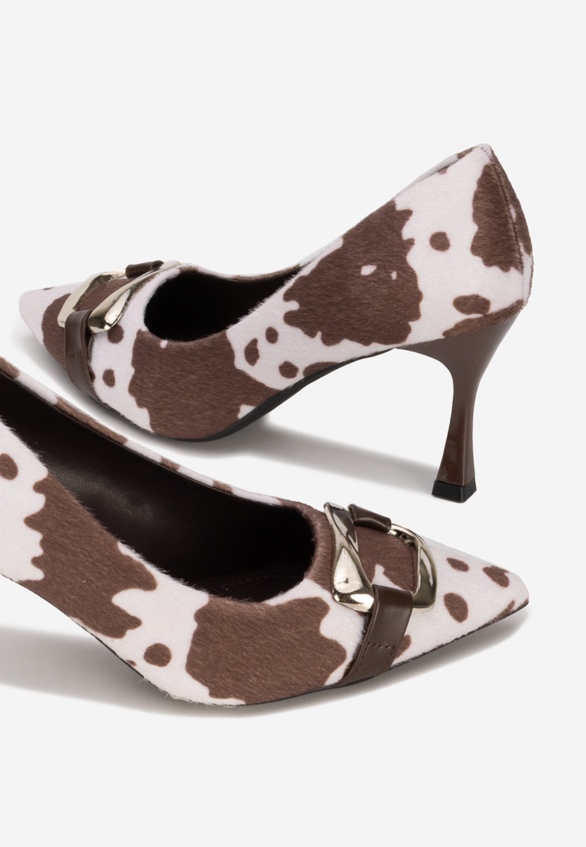Pantofi cu toc subtire Jenita animal print