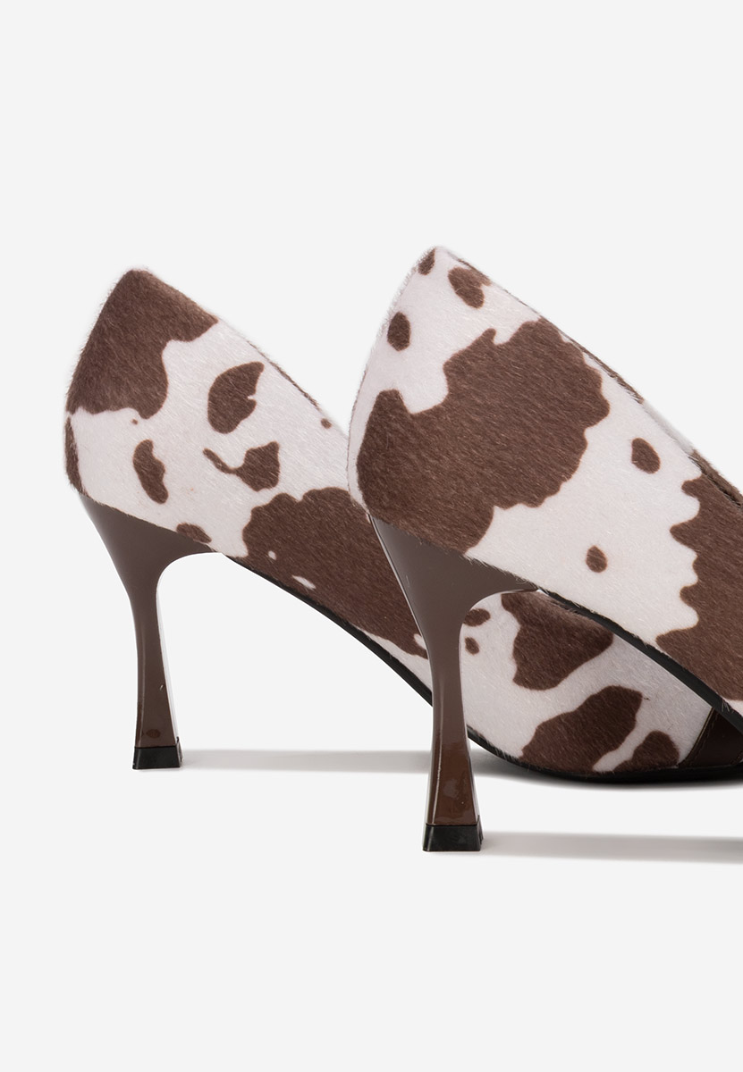Pantofi cu toc subtire Jenita animal print
