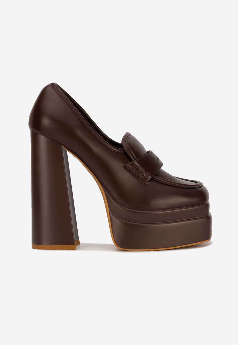 Mocasini cu toc maro Dieppa