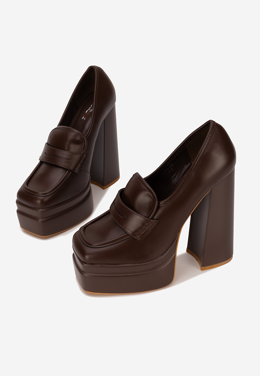 Mocasini cu toc maro Dieppa
