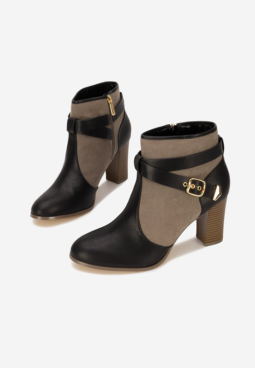 Botine cu toc gros Elbada negre